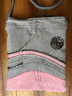 sac en jean gris et rose par Edith